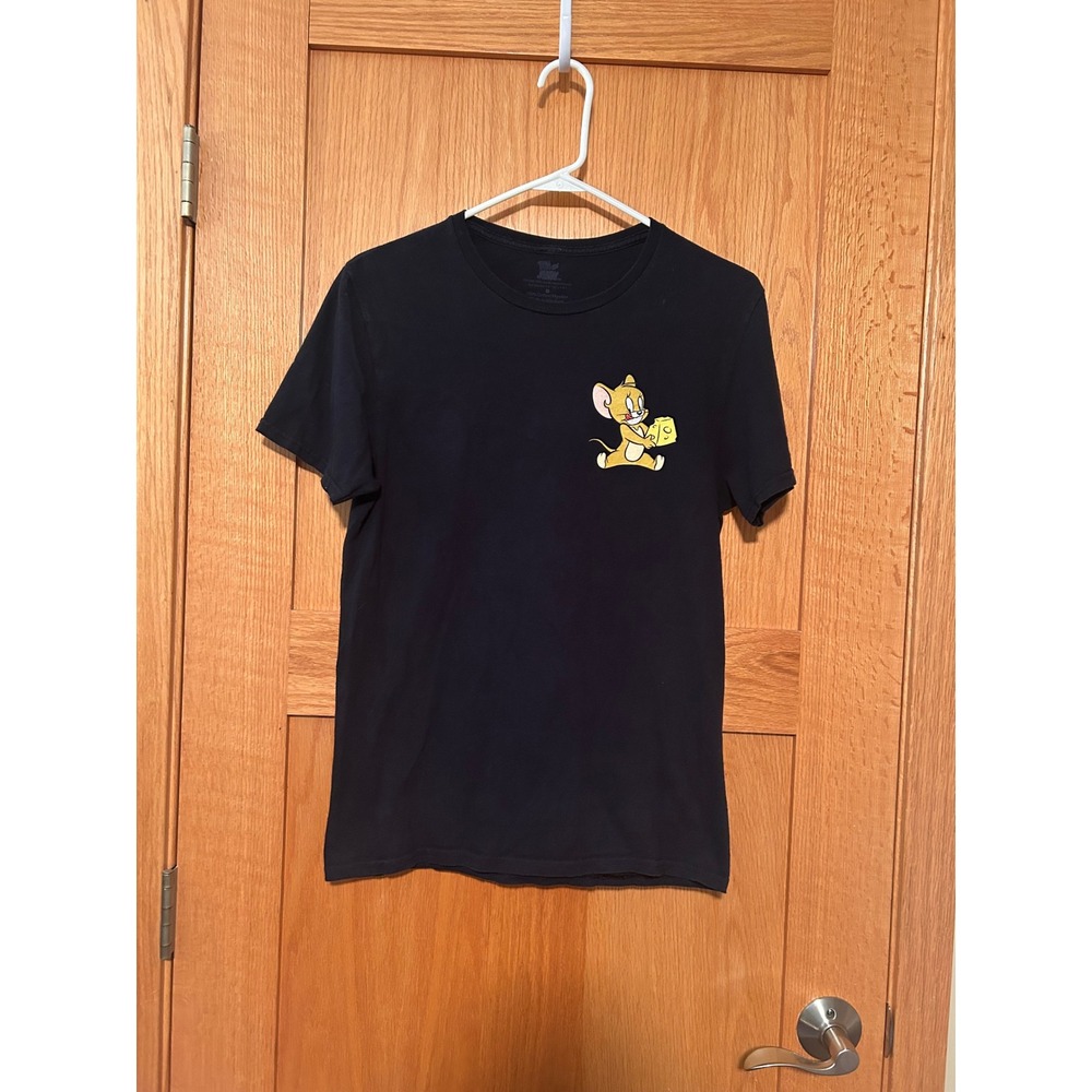 Tom and Jerry Graphic T-Shirt Men's Small Black Short Sleeve Warner Bros Spike